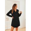 Ekouaer Womens Button Down Nightgown Long Sleeves Sleepwear V Neck Nightgowns for Women(Black)