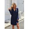 Ekouaer Womens Button Down Nightgown Long Sleeves Sleepwear V Neck Nightgowns for Women(Navy Blue)