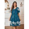 Ekouaer Womens House Dress Floral Print Moo Moos Nightgowns Moomoo Dresses Mumus with Pockets(Blue Green)