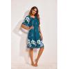 Ekouaer Womens House Dress Floral Print Moo Moos Nightgowns Moomoo Dresses Mumus with Pockets(Blue Green)
