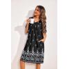 Ekouaer Womens House Dress Floral Print Moo Moos Nightgowns Moomoo Dresses Mumus with Pockets(Floral Black)