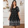 Ekouaer Womens House Dress Floral Print Moo Moos Nightgowns Moomoo Dresses Mumus with Pockets(Floral Black)