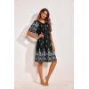 Ekouaer Womens House Dress Floral Print Moo Moos Nightgowns Moomoo Dresses Mumus with Pockets(Floral Black)