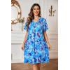 Ekouaer Womens House Dress Floral Print Moo Moos Nightgowns Moomoo Dresses Mumus with Pockets(Floral Blue)