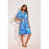 Ekouaer Womens House Dress Floral Print Moo Moos Nightgowns Moomoo Dresses Mumus with Pockets(Floral Blue)