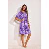 Ekouaer Womens House Dress Floral Print Moo Moos Nightgowns Moomoo Dresses Mumus with Pockets(Floral Purple)