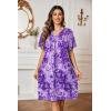 Ekouaer Womens House Dress Floral Print Moo Moos Nightgowns Moomoo Dresses Mumus with Pockets(Floral Purple)