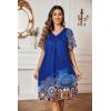 Ekouaer Womens House Dress Floral Print Moo Moos Nightgowns Moomoo Dresses Mumus with Pockets(Mandala Blue)