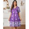 Ekouaer Womens House Dress Floral Print Moo Moos Nightgowns Moomoo Dresses Mumus with Pockets(Purple)