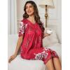 Ekouaer Womens House Dress Floral Print Moo Moos Nightgowns Moomoo Dresses Mumus with Pockets(Red)
