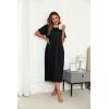 Ekouaer Women’s House Dress with Pockets Long Nightgowns for Women House Dress Pleated Front Moo Moos for Women S-XXXL(Black)