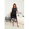 Ekouaer Women’s House Dress with Pockets Long Nightgowns for Women House Dress Pleated Front Moo Moos for Women S-XXXL(Black Flower)