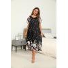 Ekouaer Women’s House Dress with Pockets Long Nightgowns for Women House Dress Pleated Front Moo Moos for Women S-XXXL(Black Flower)