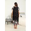 Ekouaer Women’s House Dress with Pockets Long Nightgowns for Women House Dress Pleated Front Moo Moos for Women S-XXXL(Black Flower)