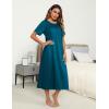 Ekouaer Women’s House Dress with Pockets Long Nightgowns for Women House Dress Pleated Front Moo Moos for Women S-XXXL(Blue Green)