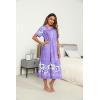 Ekouaer Women’s House Dress with Pockets Long Nightgowns for Women House Dress Pleated Front Moo Moos for Women S-XXXL(Floral Purple)