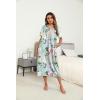 Ekouaer Women’s House Dress with Pockets Long Nightgowns for Women House Dress Pleated Front Moo Moos for Women S-XXXL(Green Pink Flower)