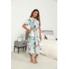 Ekouaer Women’s House Dress with Pockets Long Nightgowns for Women House Dress Pleated Front Moo Moos for Women S-XXXL(Green Pink Flower)