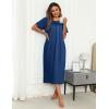 Ekouaer Women’s House Dress with Pockets Long Nightgowns for Women House Dress Pleated Front Moo Moos for Women S-XXXL(Navy Blue)