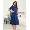 Ekouaer Women’s House Dress with Pockets Long Nightgowns for Women House Dress Pleated Front Moo Moos for Women S-XXXL(Navy Blue)