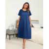 Ekouaer Women’s House Dress with Pockets Long Nightgowns for Women House Dress Pleated Front Moo Moos for Women S-XXXL(Navy Blue)
