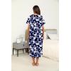 Ekouaer Women’s House Dress with Pockets Long Nightgowns for Women House Dress Pleated Front Moo Moos for Women S-XXXL(Navy Flower)