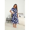 Ekouaer Women’s House Dress with Pockets Long Nightgowns for Women House Dress Pleated Front Moo Moos for Women S-XXXL(Navy Flower)