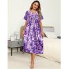 Ekouaer Women’s House Dress with Pockets Long Nightgowns for Women House Dress Pleated Front Moo Moos for Women S-XXXL(Purple Tie-dye Flowers)