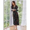 Ekouaer Women’s Long Sleeve Nightgown Full Length Sleepwear Long Sleepshirts Henley Sleep Dress S-4XL(B-b-black-floral Print)