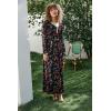 Ekouaer Women’s Long Sleeve Nightgown Full Length Sleepwear Long Sleepshirts Henley Sleep Dress S-4XL(B-b-black-floral Print)