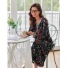 Ekouaer Women’s Long Sleeve Nightgown Full Length Sleepwear Long Sleepshirts Henley Sleep Dress S-4XL(B-b-black-floral Print)