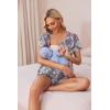Ekouaer Women’s Maternity Nursing Pajama Sets Short Sleeve Postpartum Pajamas Breastfeeding Pregnancy Clothes(A_gray Flower)