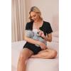 Ekouaer Women’s Maternity Nursing Pajama Sets Short Sleeve Postpartum Pajamas Breastfeeding Pregnancy Clothes(Black)