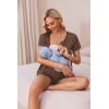 Ekouaer Women’s Maternity Nursing Pajama Sets Short Sleeve Postpartum Pajamas Breastfeeding Pregnancy Clothes(Brown)