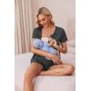 Ekouaer Women’s Maternity Nursing Pajama Sets Short Sleeve Postpartum Pajamas Breastfeeding Pregnancy Clothes(Dark Grey)