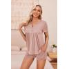 Ekouaer Women’s Maternity Nursing Pajama Sets Short Sleeve Postpartum Pajamas Breastfeeding Pregnancy Clothes(Dusty Pink)