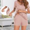 Ekouaer Women’s Maternity Nursing Pajama Sets Short Sleeve Postpartum Pajamas Breastfeeding Pregnancy Clothes(Dusty Pink)
