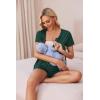 Ekouaer Women’s Maternity Nursing Pajama Sets Short Sleeve Postpartum Pajamas Breastfeeding Pregnancy Clothes(Green)
