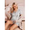 Ekouaer Women’s Maternity Nursing Pajama Sets Short Sleeve Postpartum Pajamas Breastfeeding Pregnancy Clothes(Light Grey Stripe)