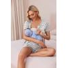 Ekouaer Women’s Maternity Nursing Pajama Sets Short Sleeve Postpartum Pajamas Breastfeeding Pregnancy Clothes(Light Grey Stripe)