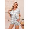Ekouaer Women’s Maternity Nursing Pajama Sets Short Sleeve Postpartum Pajamas Breastfeeding Pregnancy Clothes(Light Grey Stripe)