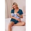 Ekouaer Women’s Maternity Nursing Pajama Sets Short Sleeve Postpartum Pajamas Breastfeeding Pregnancy Clothes(Teal)
