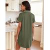 Ekouaer Womens Nightgown Button Down Night Gowns Short Sleeve Sleepshirt V Neck Nightshirt Soft Sleepwear S-XXL(Army Green)