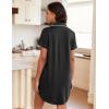 Ekouaer Womens Nightgown Button Down Night Gowns Short Sleeve Sleepshirt V Neck Nightshirt Soft Sleepwear S-XXL(Black)
