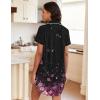 Ekouaer Womens Nightgown Button Down Night Gowns Short Sleeve Sleepshirt V Neck Nightshirt Soft Sleepwear S-XXL(Black Pink Flower)