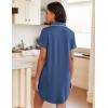 Ekouaer Womens Nightgown Button Down Night Gowns Short Sleeve Sleepshirt V Neck Nightshirt Soft Sleepwear S-XXL(Blue)