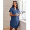 Ekouaer Womens Nightgown Button Down Night Gowns Short Sleeve Sleepshirt V Neck Nightshirt Soft Sleepwear S-XXL(Blue)