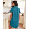 Ekouaer Womens Nightgown Button Down Night Gowns Short Sleeve Sleepshirt V Neck Nightshirt Soft Sleepwear S-XXL(Blue Green)