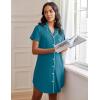 Ekouaer Womens Nightgown Button Down Night Gowns Short Sleeve Sleepshirt V Neck Nightshirt Soft Sleepwear S-XXL(Blue Green)