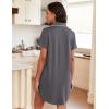 Ekouaer Womens Nightgown Button Down Night Gowns Short Sleeve Sleepshirt V Neck Nightshirt Soft Sleepwear S-XXL(Dark Grey)
